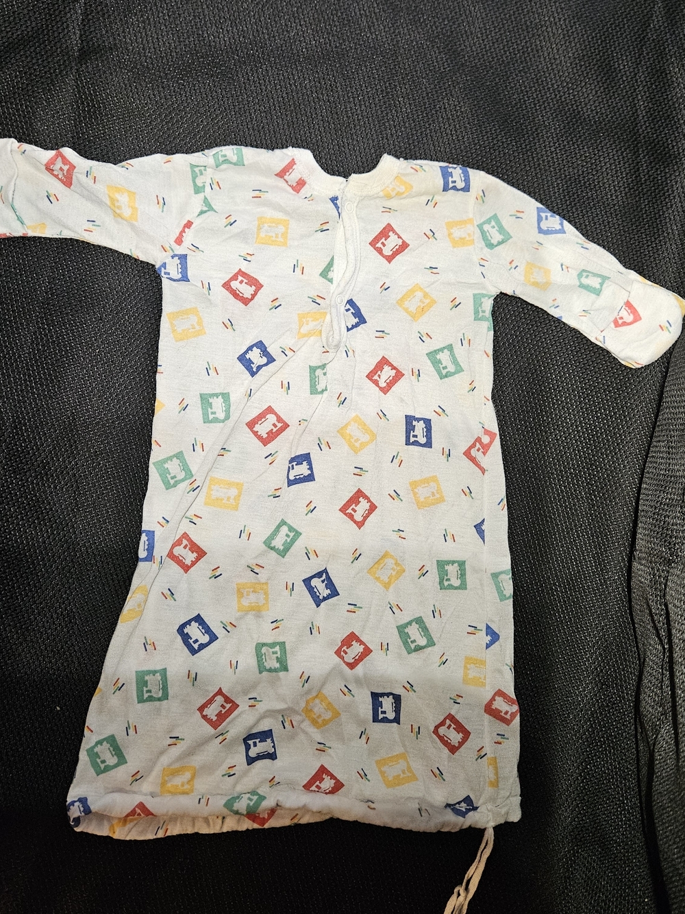 Gerber White Sleep Sack with Red, Blue, Green, and Yellow Animal Squares